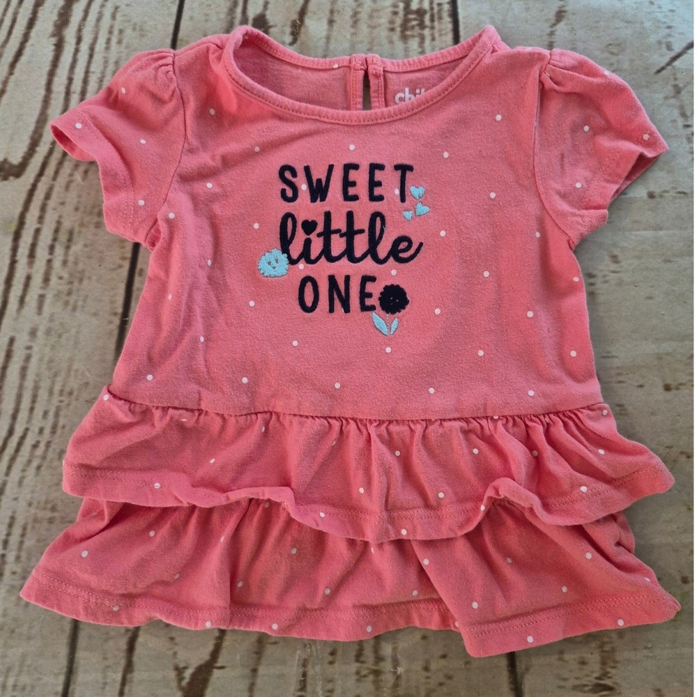 Child of Mine by Carters Baby Girl Pink Polka Dot 'Sweet Little One' Top 6-9M